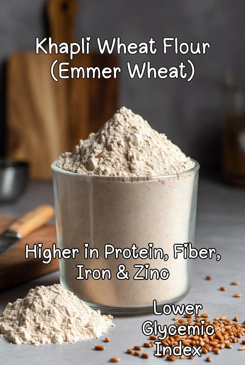 Khapli Wheat Flour (Emmer/Long-Grain Atta) – Stone-Ground,  Low GI, Organic – Buy Online in India