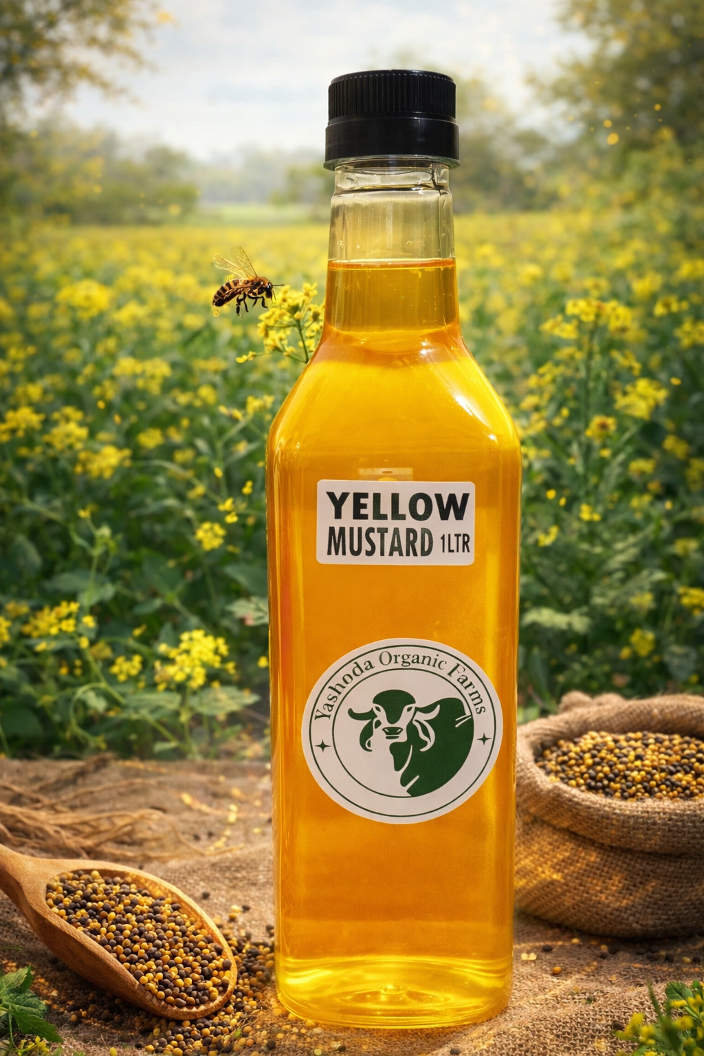 Pure yellow mustard oil cold pressed in India